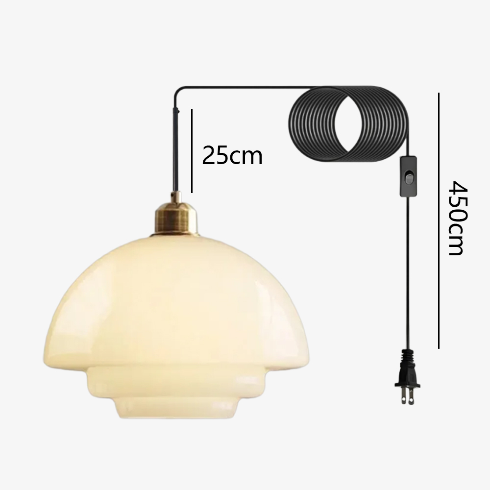 Mid Century Plug-in Milk White Glass Pendant Light