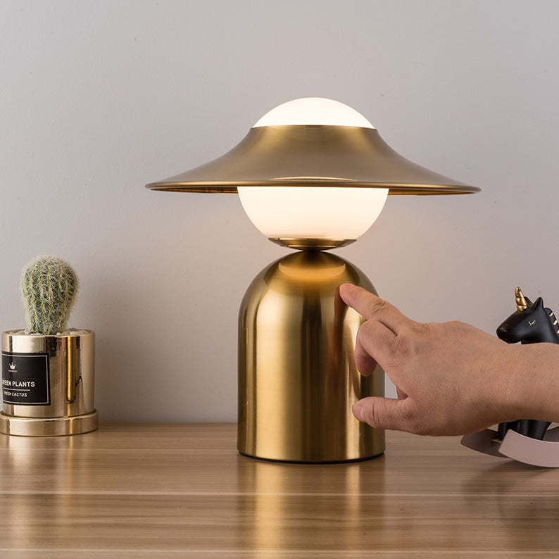 Modern Hat Glass Table Lamp Golden Ball LED Desk Lamp -Homdiy