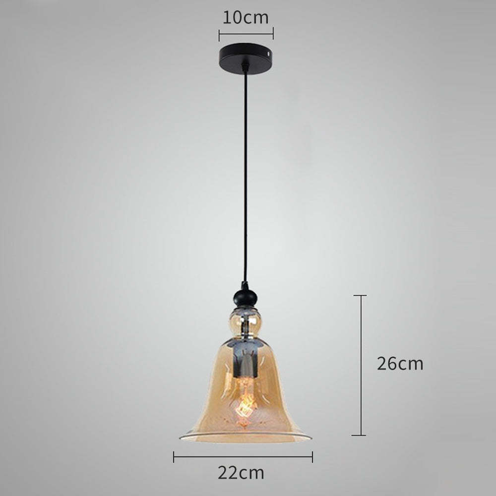 Industrial Style Bell Shape Glass Pendant Light -Homdiy