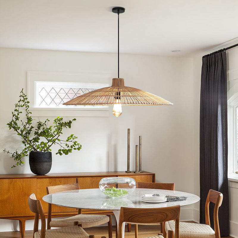 Triangular Wicker Pendant Lamp Hand Woven Hanging Lighting -Homdiy