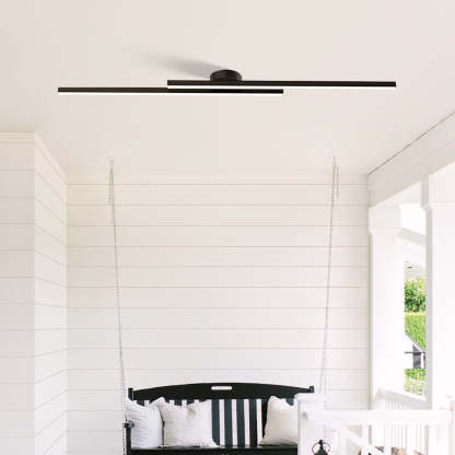 Modern Aluminium Long Strip Semi Flush Mount LED Ceiling Light For Living Room