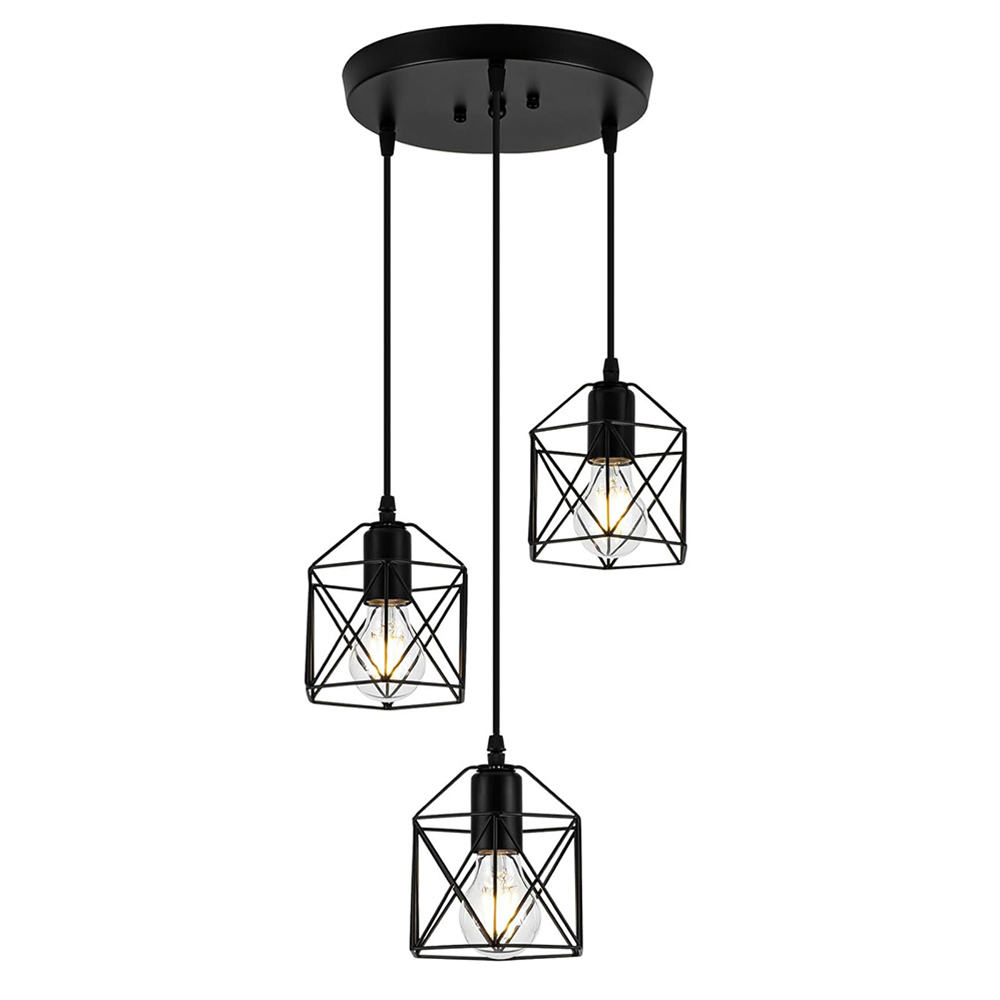 Industrial Black Iron 3 Light Pendant Light