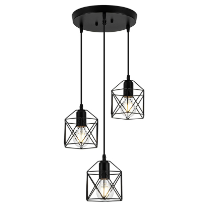 Industrial Black Iron 3 Light Pendant Light