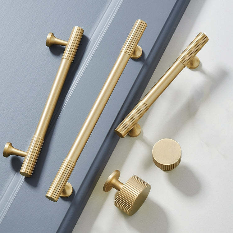 Linear Knurled Solid Brass Cabinet Handles and Knobs -Homdiy