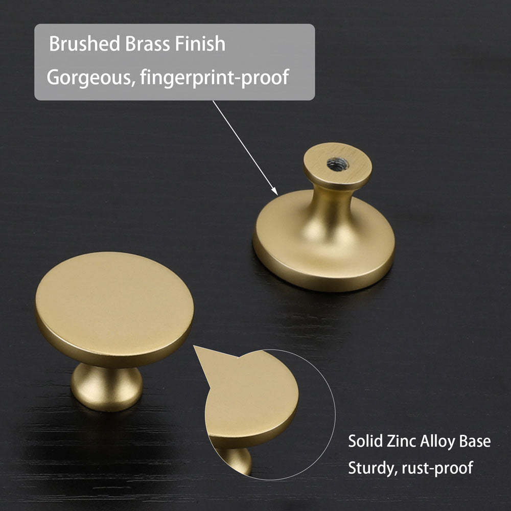 10 Pack Gold Round Kitchen Cabinet Knobs Solid Zinc Alloy Cupboard Door Knobs(LS9189BB) -Homdiy
