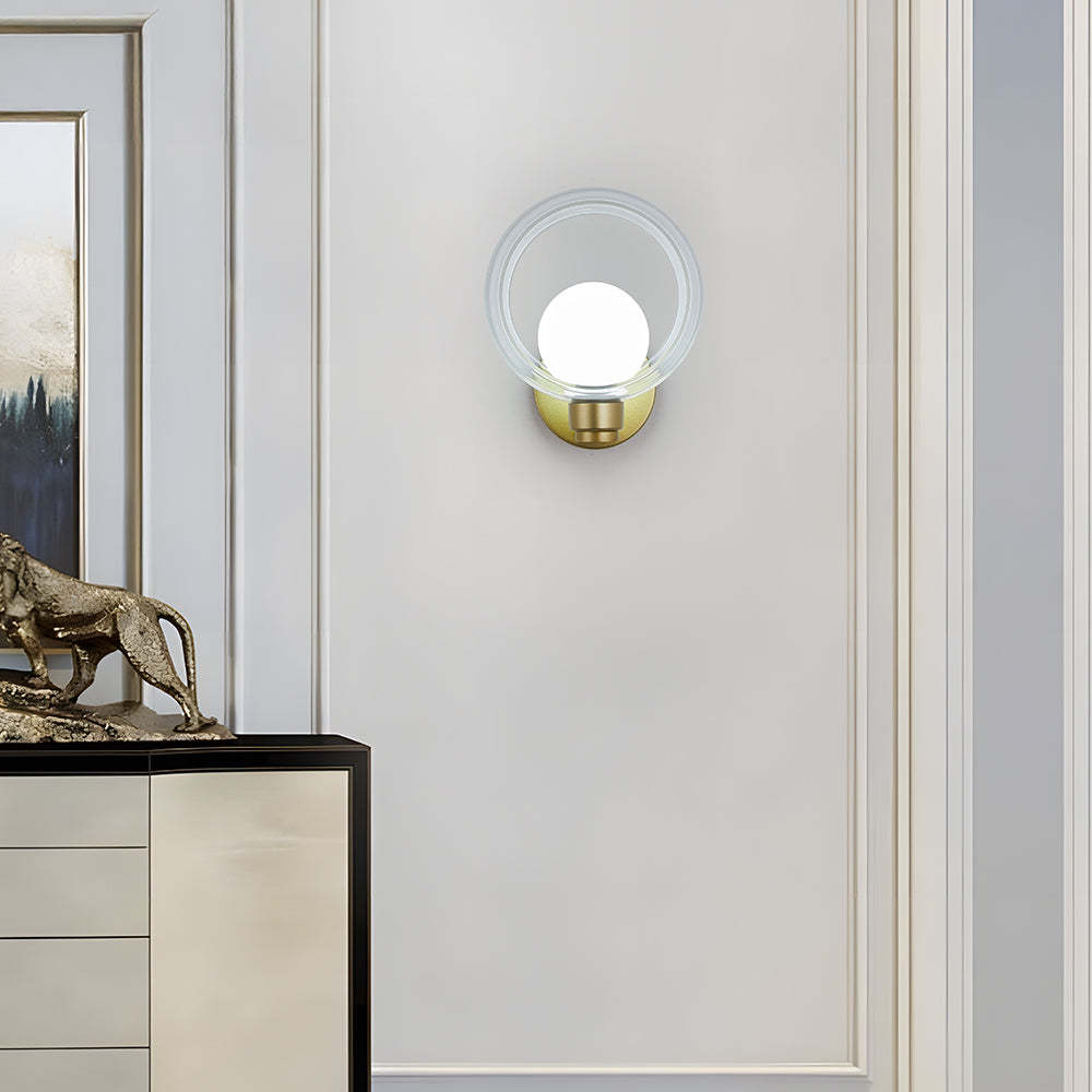 Simple Round Modern Glass Bedroom Wall Light