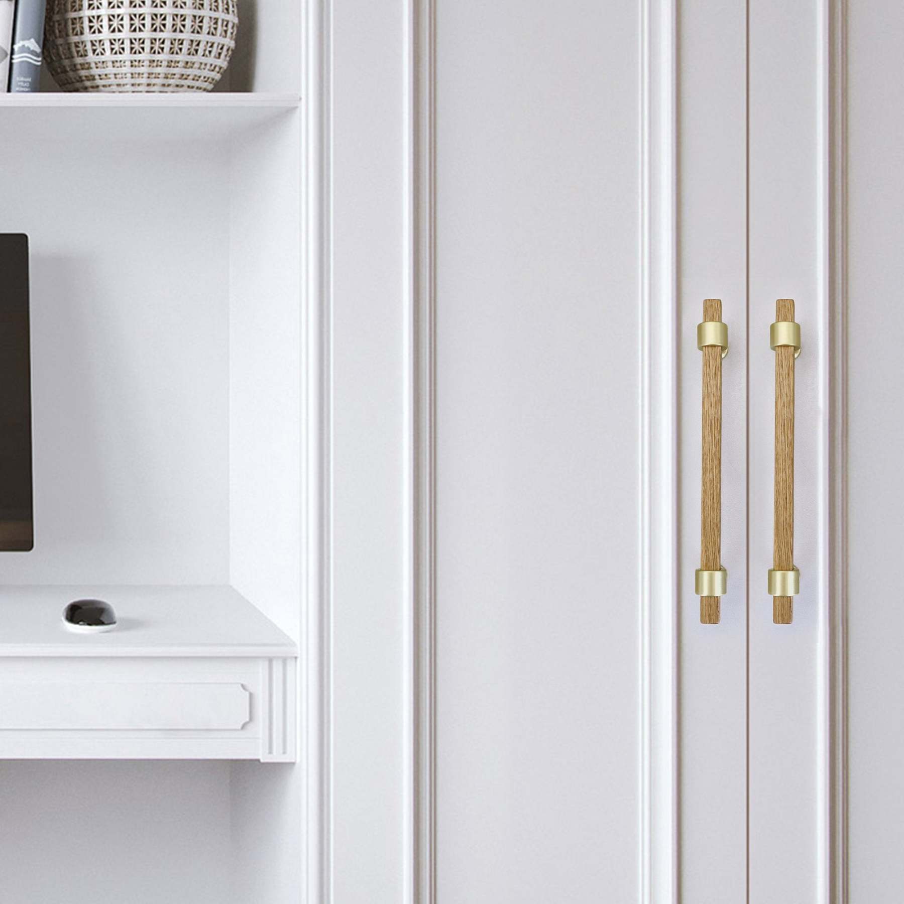 Black Walnut Square Cabinet Handles Beech Wood Drawer Pulls -Homdiy