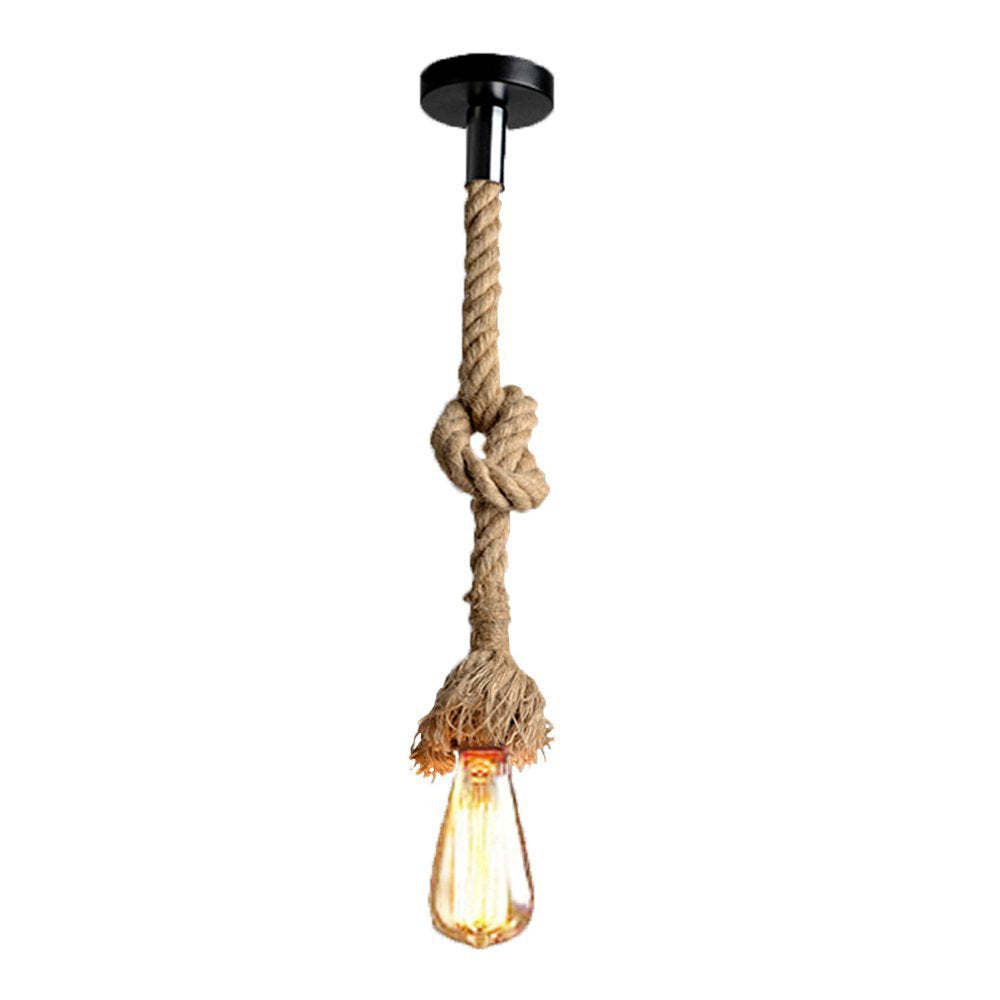 Country Retro Hemp Rope Pendant Light -Homdiy