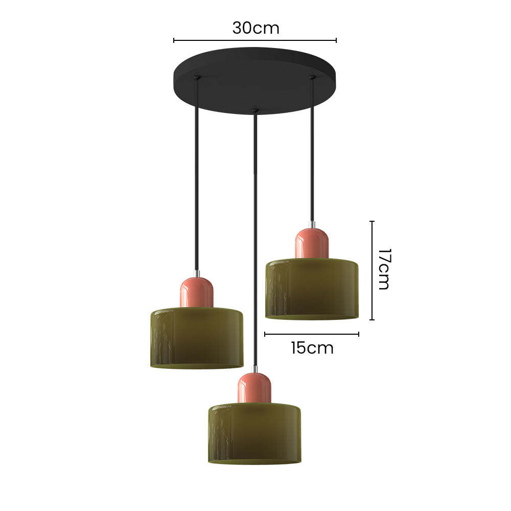 Contemporary 3-Heads Glass Pendant Light For Kitchen