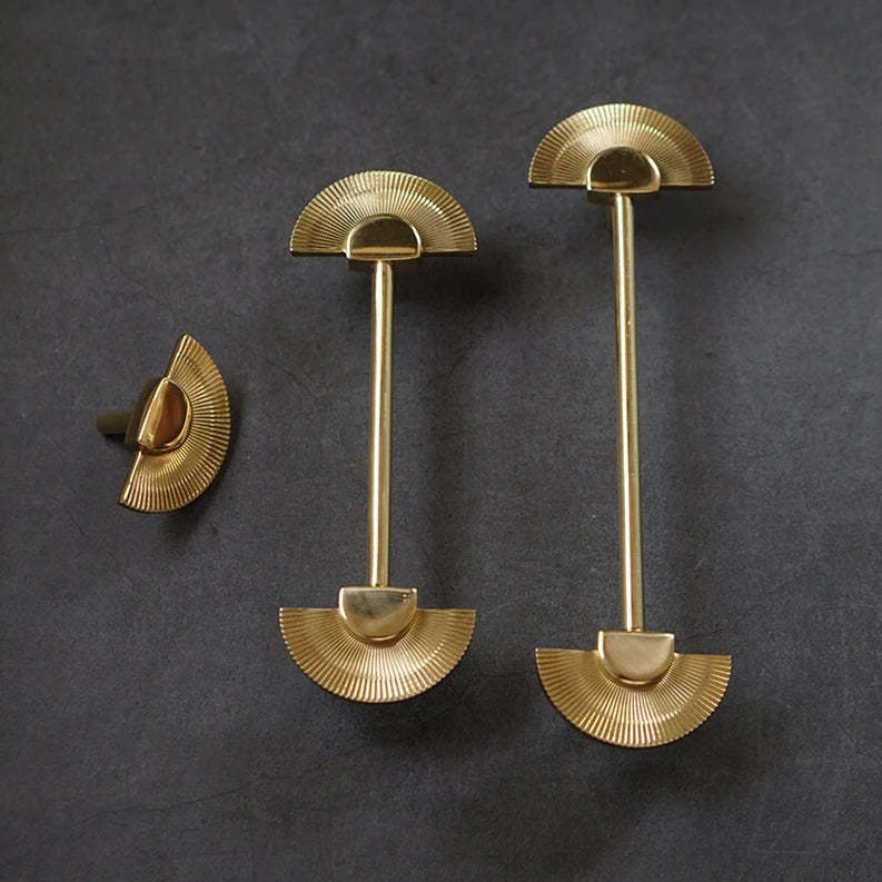Gold Brass Scalloped Handle Wardrobe Cabinet Pulls -Homdiy