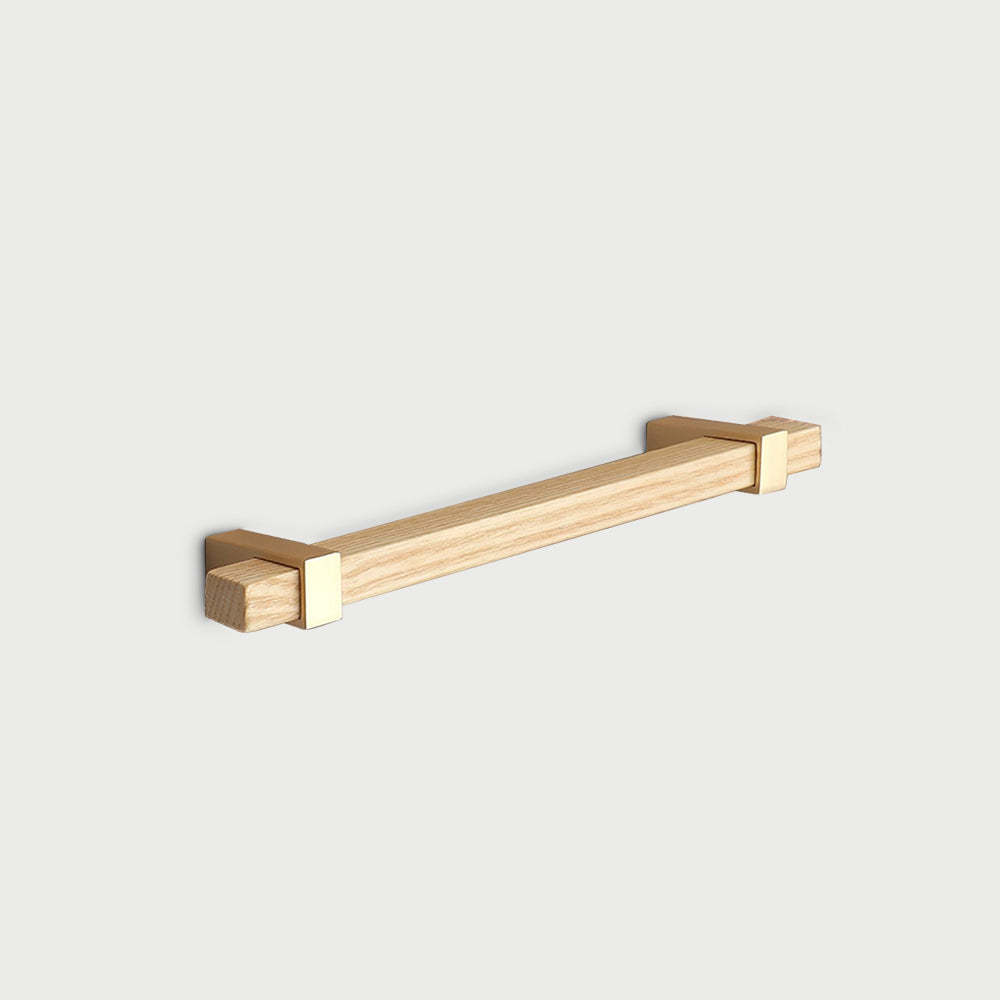 Square Wooden Brass Walnut Cabinet Handle Kitchen Drawer Pulls -Homdiy