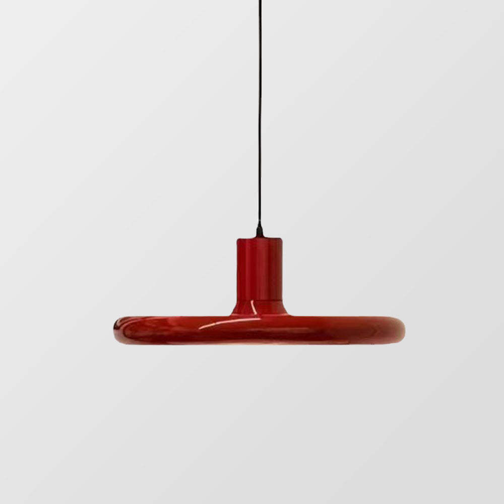 Vintage Red Metal Saucer Pendant Light -Homdiy