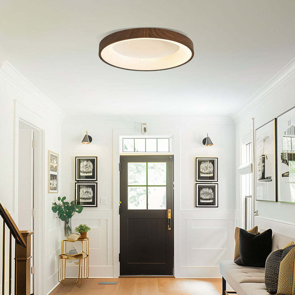 Natural Wooden Circle LED Bedroom Ceiling Light -Homdiy
