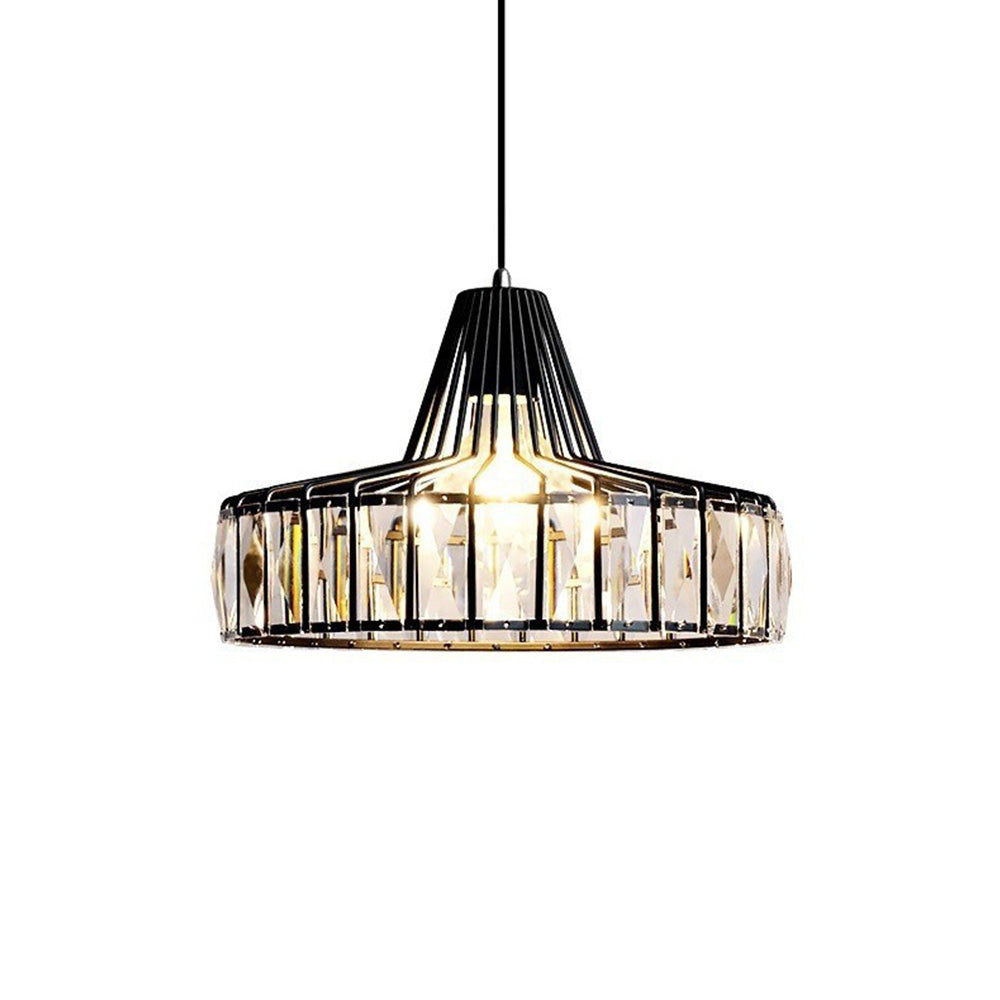 Modern Black Crystal Pendant Light for Dining Room