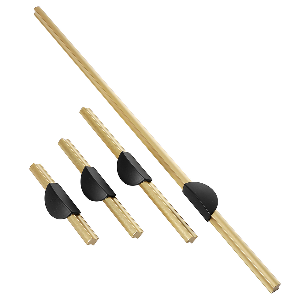 Gold & Black Semicircle Wardrobe Pulls Dresser Drawer Handles -Homdiy
