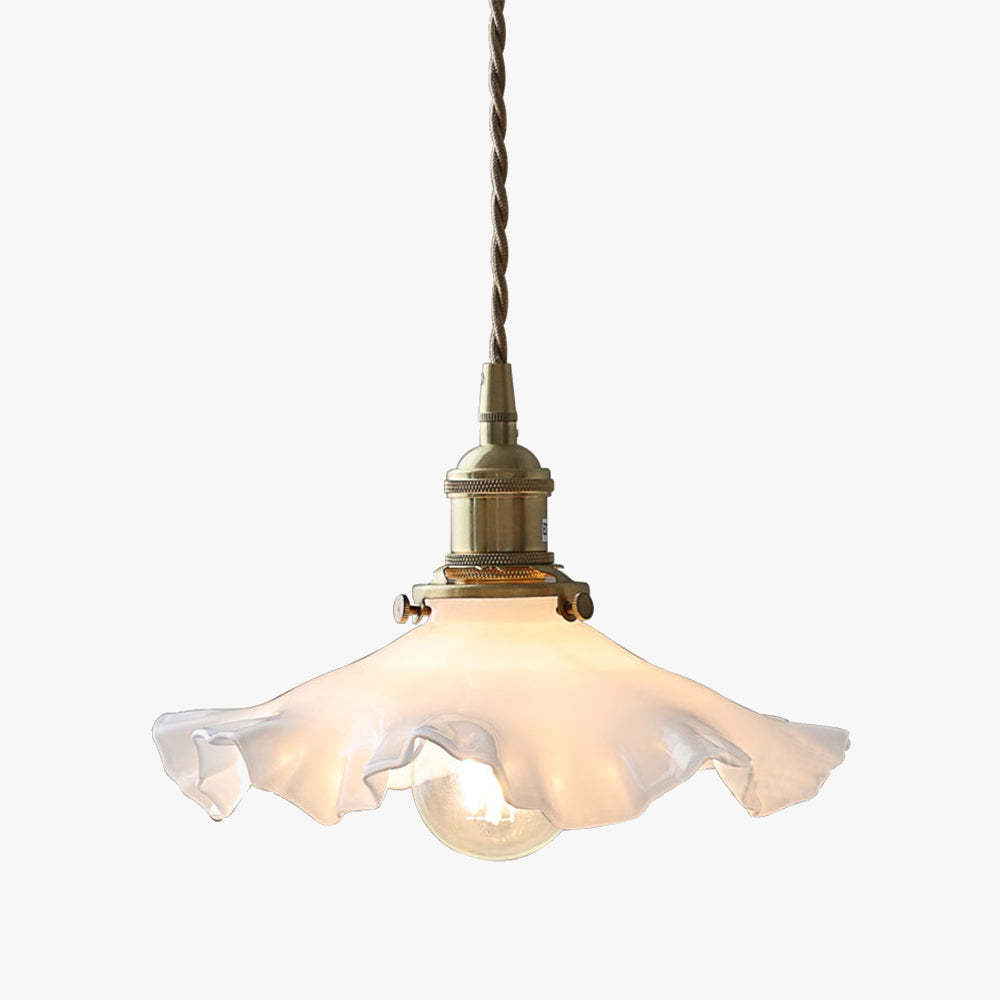 Nordic Kitchen Island Vintage Glass Pleated Pendant Lamp -Homdiy