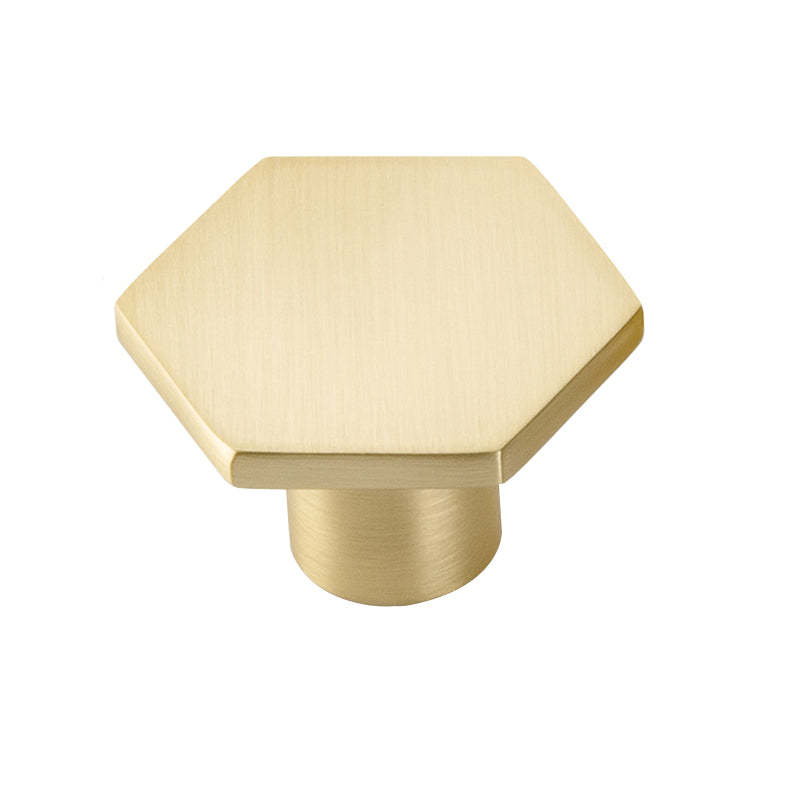 5 Pack Kitchen Gold Knobs Brushed Brass Dresser Knobs Hexagonal Cabinet Knobs(LS6275GD) -Homdiy