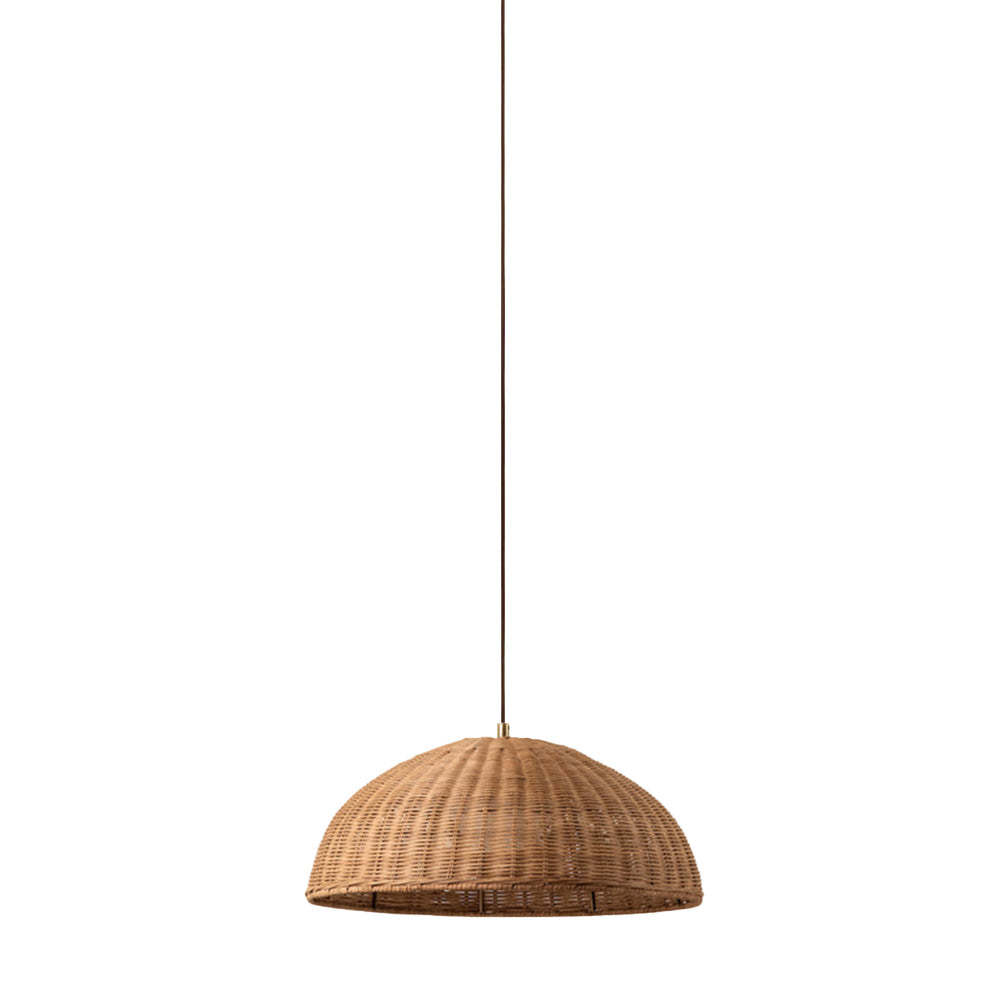Simple Rattan Dome Pendant Light Wicker Hanging Lampshade -Homdiy