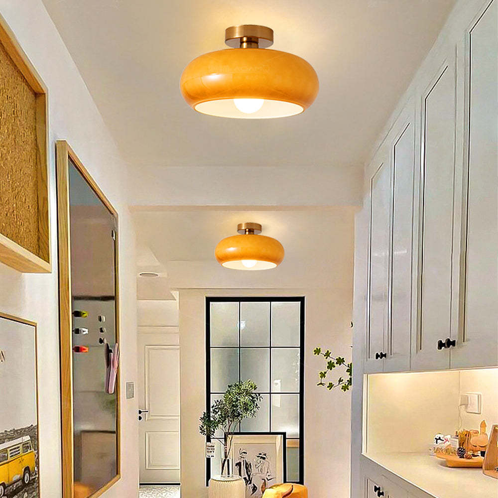 Retro Amber Round Glass Ceiling Light