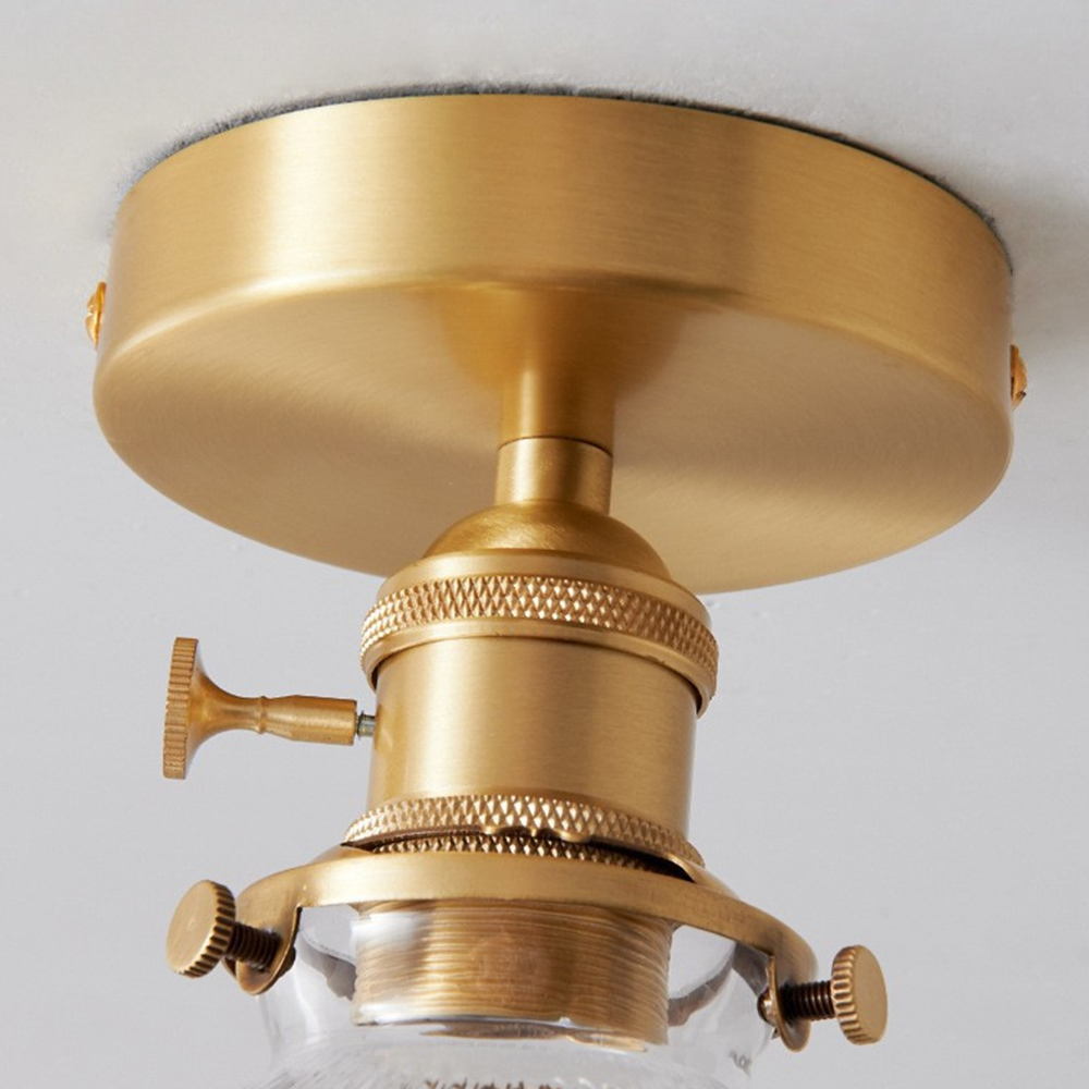Luxurious Brass Clear Semi-Flush Mount Glass Ceiling Light -Homdiy