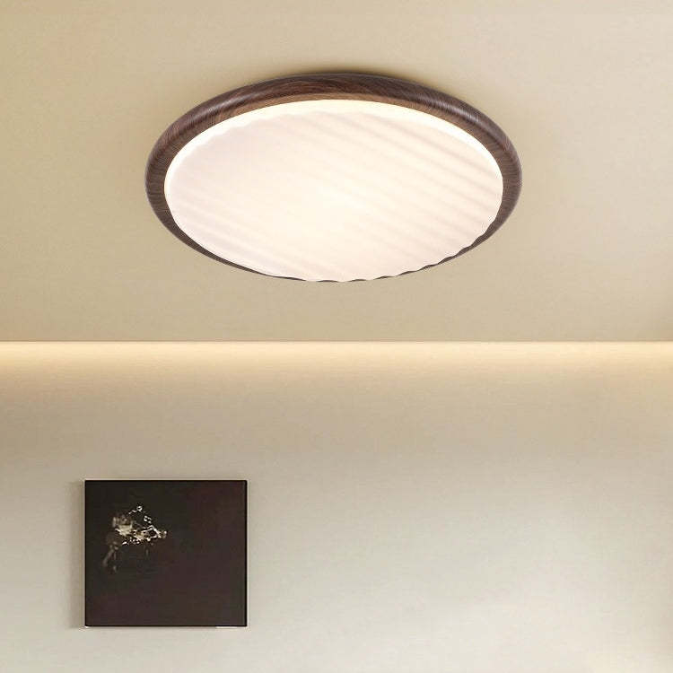Simple Round Wood Wrinkles LED Bedroom Ceiling Light -Homdiy