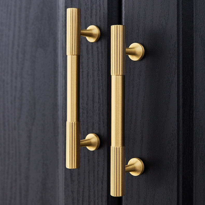Linear Knurled Solid Brass Cabinet Handles and Knobs -Homdiy