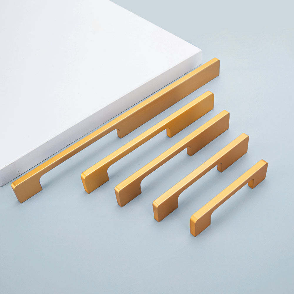 Solid Aluminum Alloy Modern Slimline Gold Cabinet and Drawer Handles