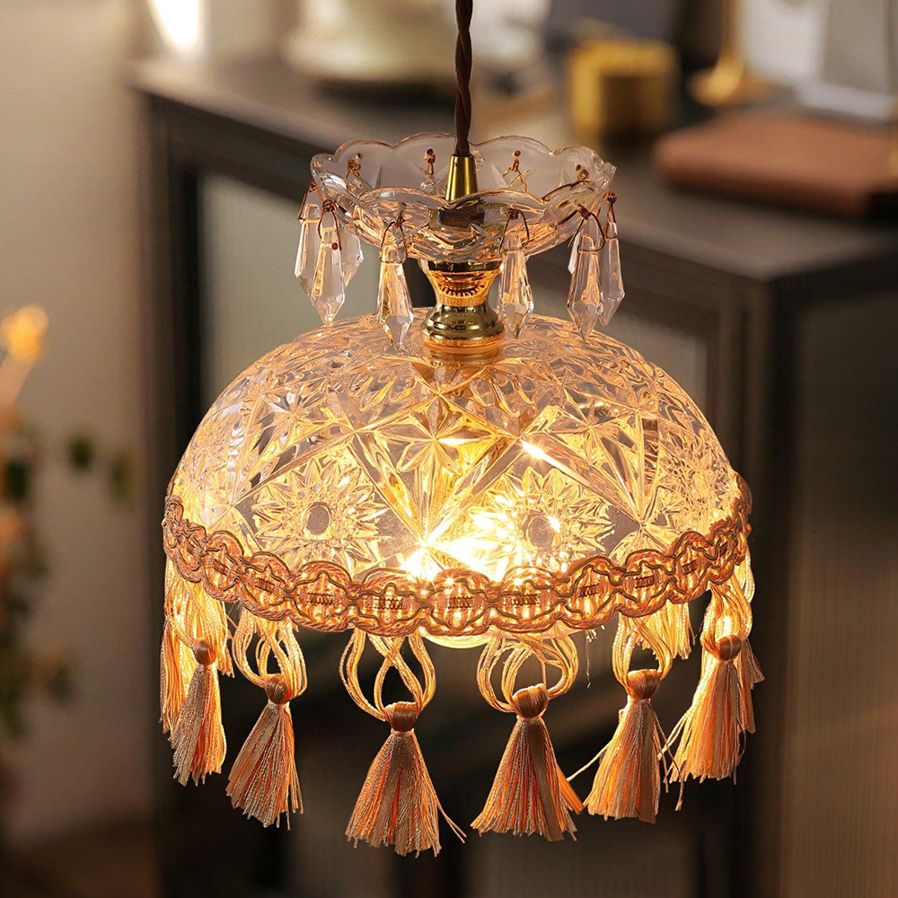 Tassel Dome Glass Pendant Light -Homdiy