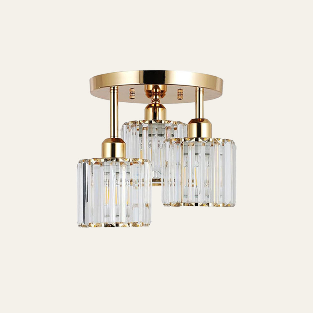 Modern Glass Crystal Semi Flush Ceiling Light