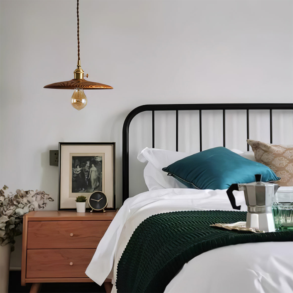 Retro Walnut Conical Pendant Light -Homdiy