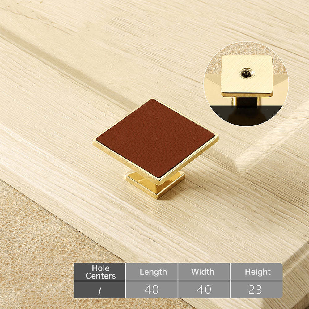 Gold and Brown Leather Kitchen Cabinet Handles -Homdiy