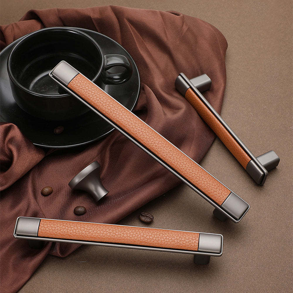 Antique Brown Leather Cabinet Handles -Homdiy