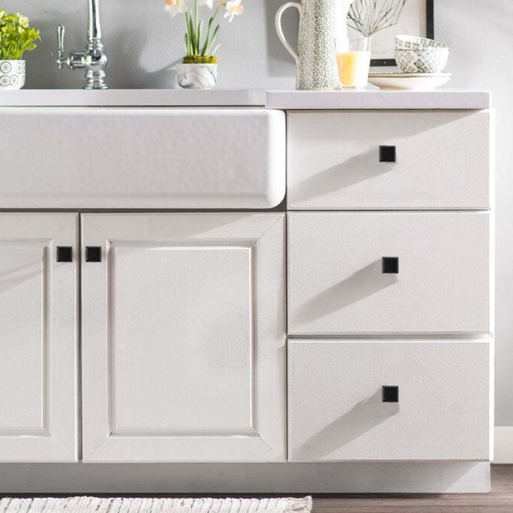 6 Pack Black Drawer Knobs Solid Square for Dresser Drawers(LS9111BK) -Homdiy