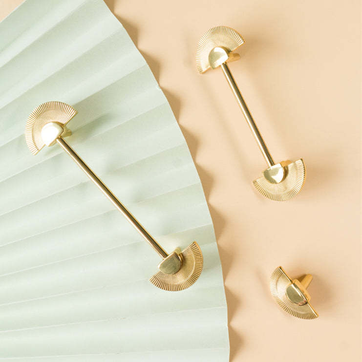 Gold Brass Scalloped Handle Wardrobe Cabinet Pulls -Homdiy