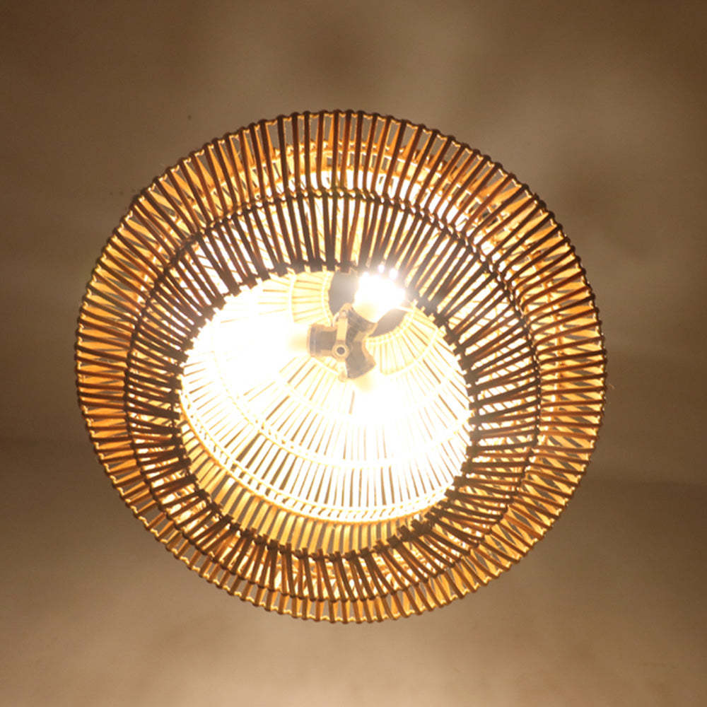 Farmhouse Handwoven Rattan Pendant Light Lampshade -Homdiy