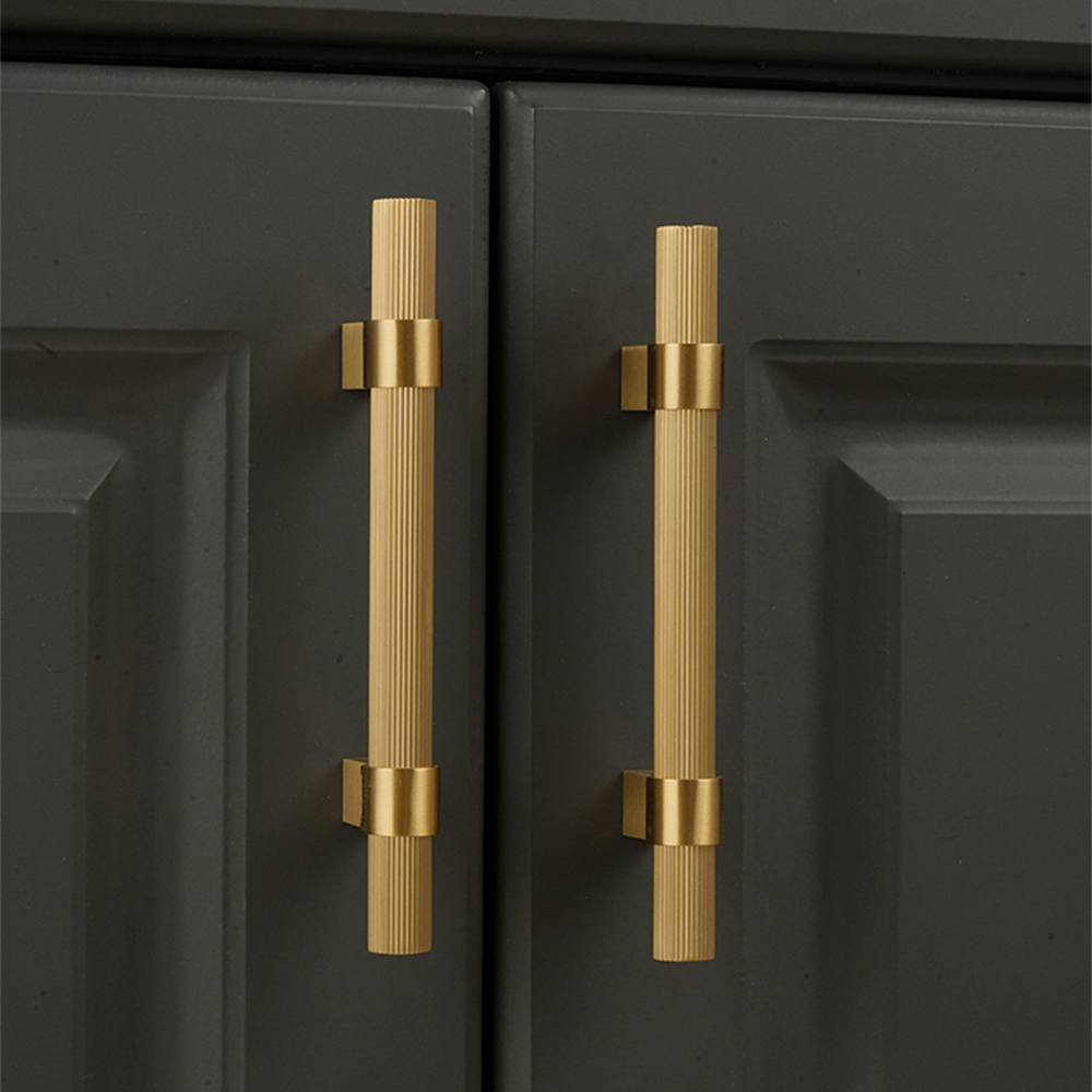 Solid Brass Gold Knurled Hardware Kitchen Cabinet Pulls
