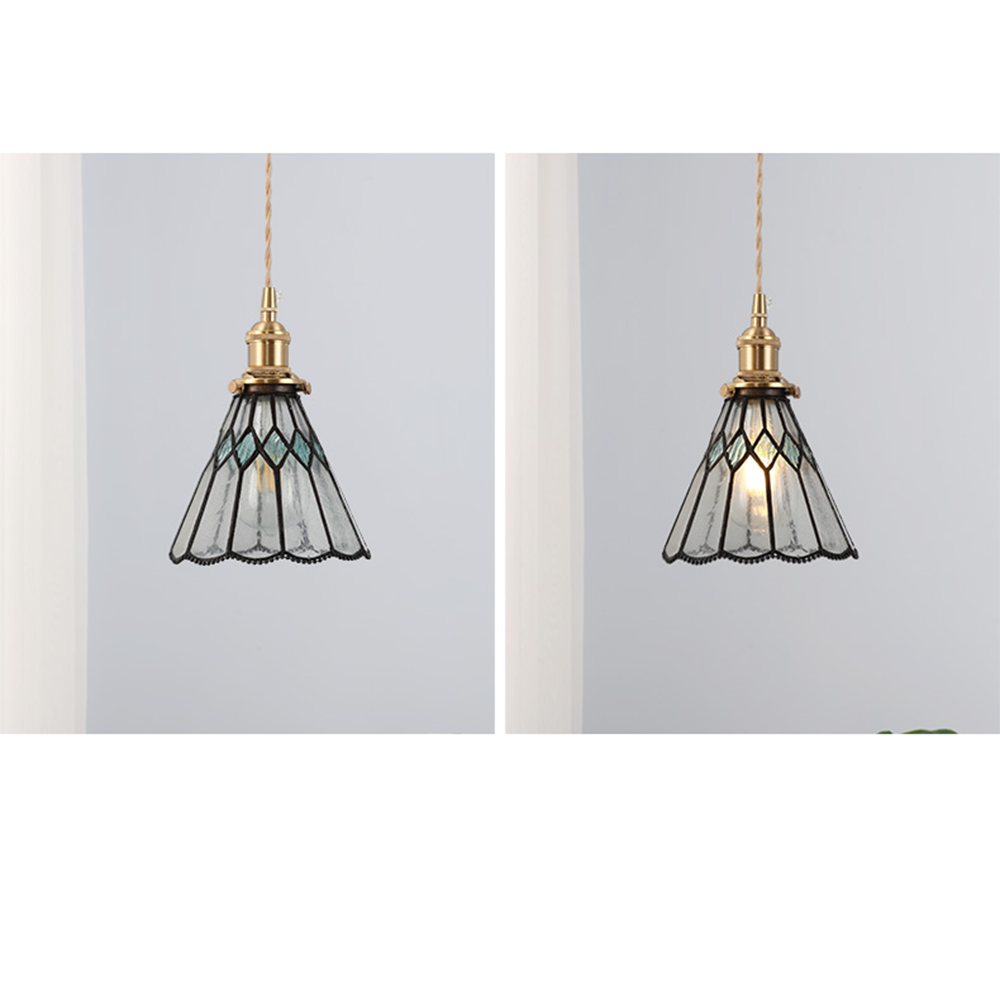Nordic Simple Cone Tiffany Glass Pendant Light -Homdiy
