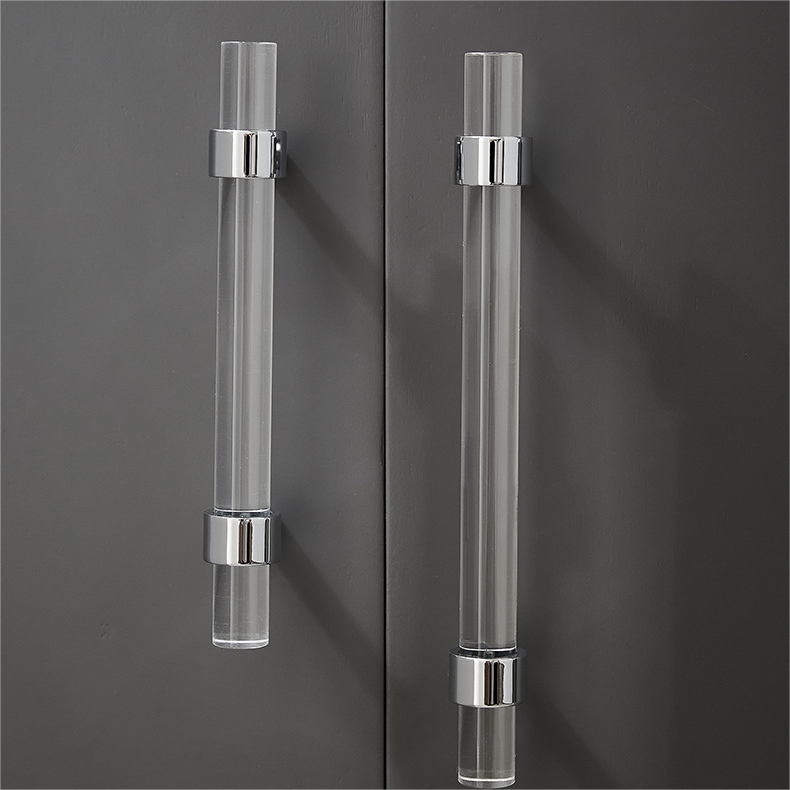 1 Pack Brushed Nickel Clear Acrylic Cabinet Handles for Kitchen (LS9165SNB)