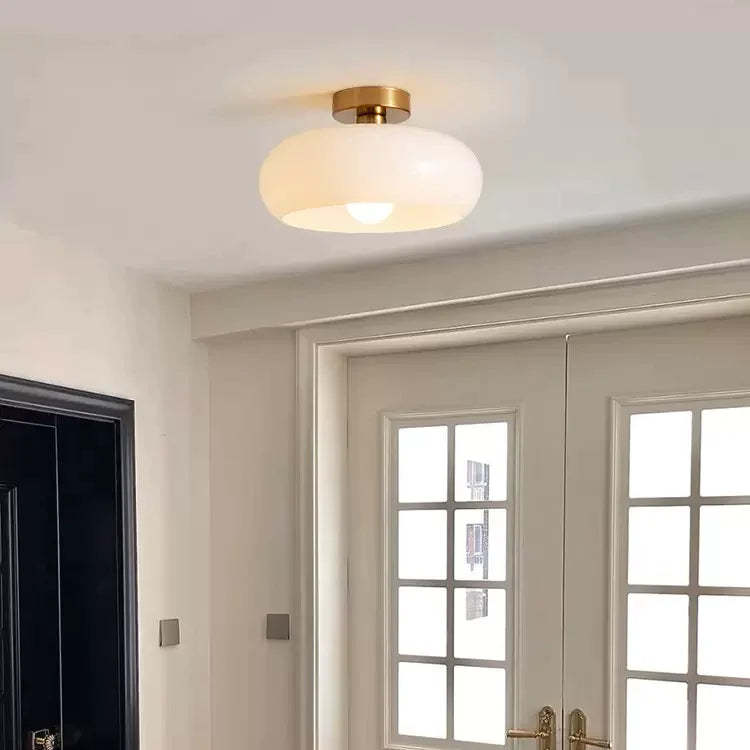 Mid-Century Dome Glass Flush Mount Ceiling Light for Hallway -Homdiy
