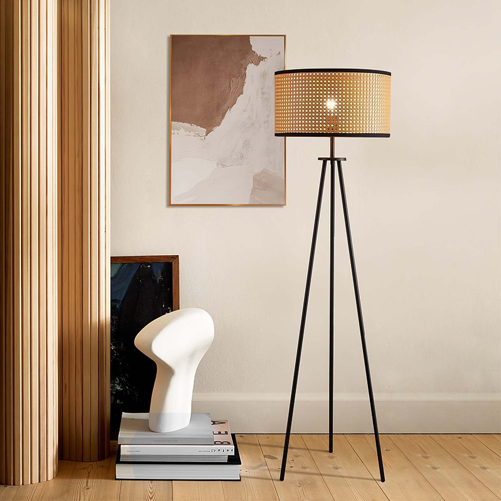 Rattan Tripod Floor Lamp -Homdiy