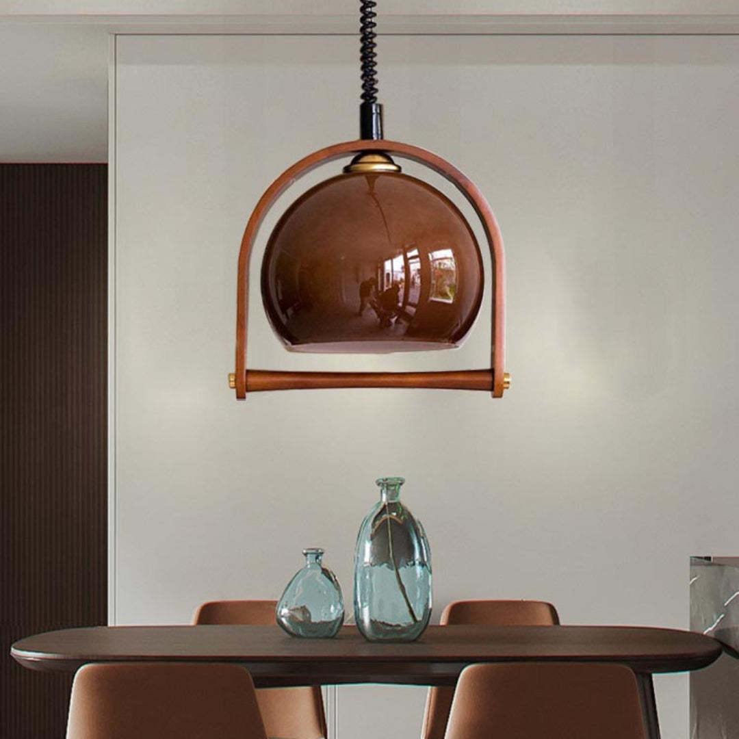 Vintage Bauhaus Orange Wood Pendant Lights -Homdiy