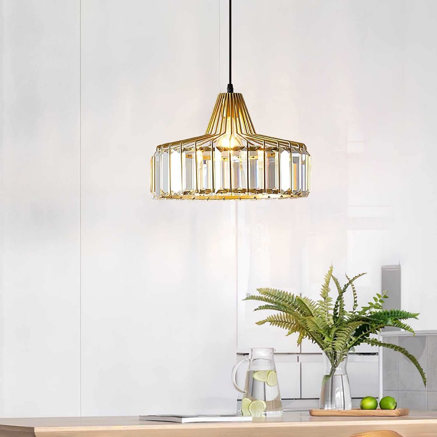 Modern Black Crystal Pendant Light for Dining Room