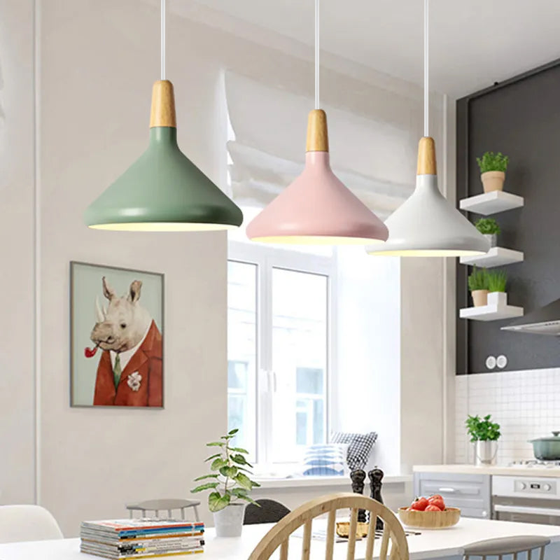 Bauhaus French Macaron Pendant Light |Conical Kitchen Island Lamp