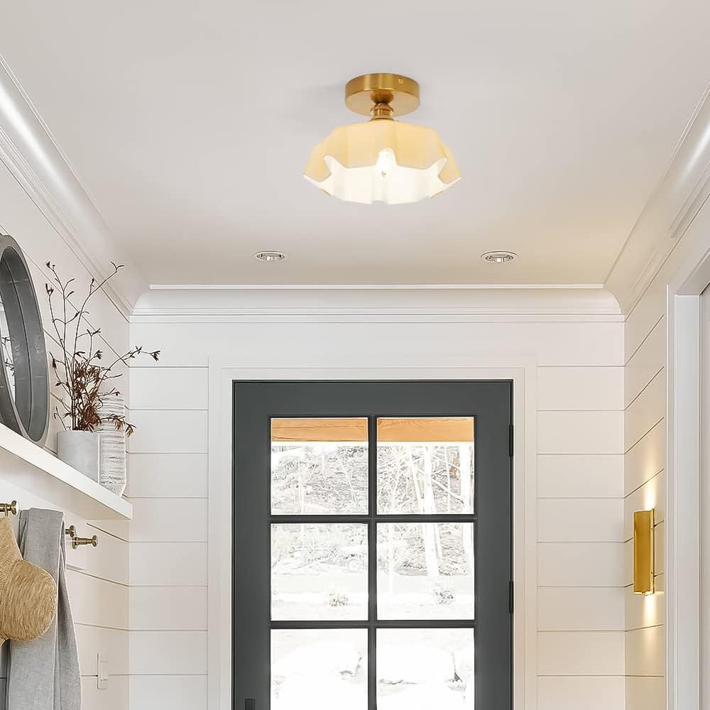 Flower Shaped GlassCeiling Light Macaron Color Ceiling Lamp -Homdiy