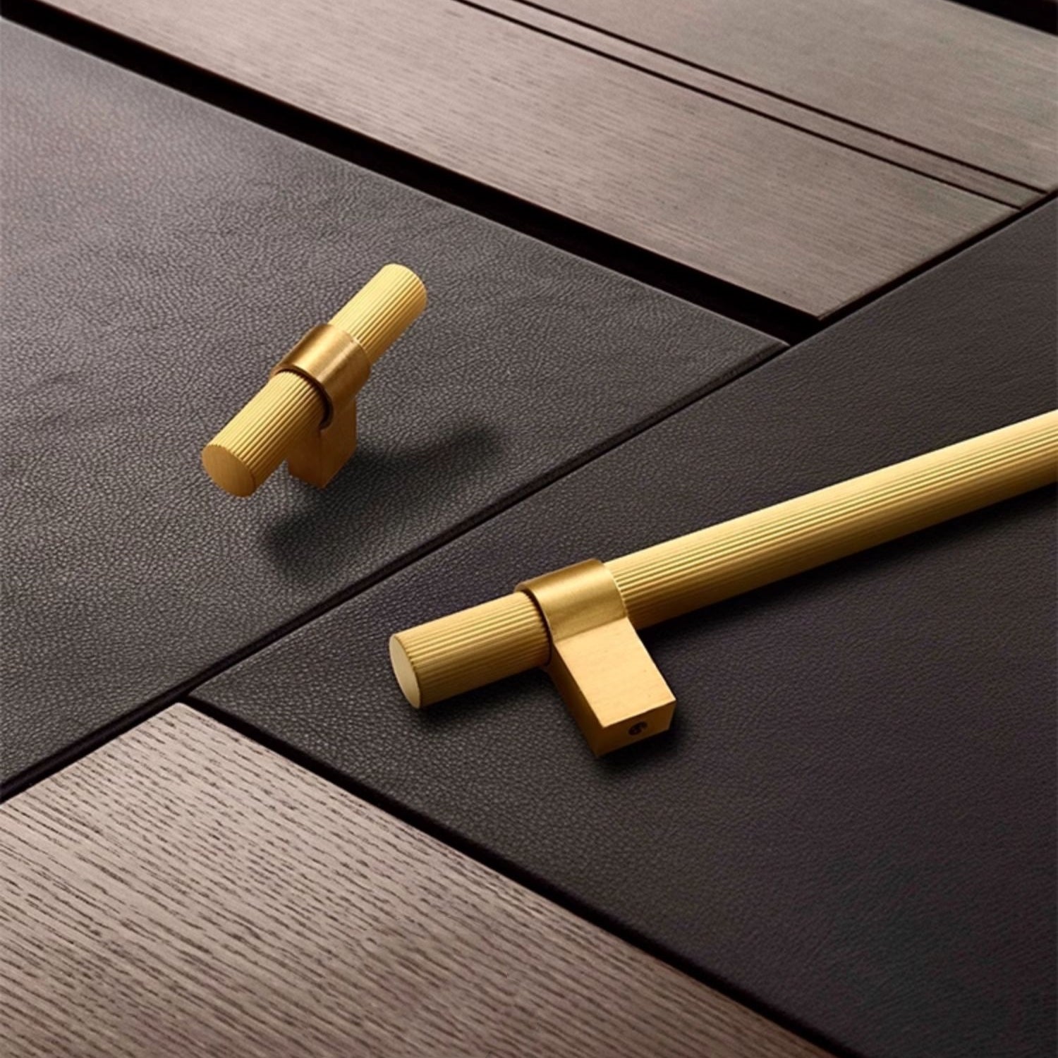 Solid Brass Gold Knurled Hardware Kitchen Cabinet Pulls