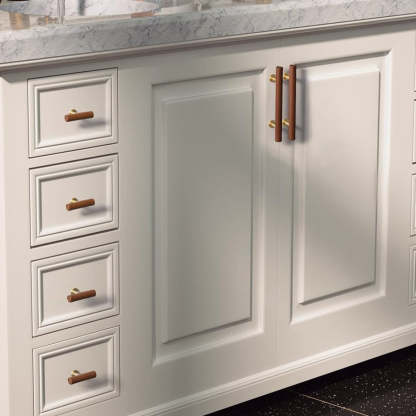 Leather Drawer Pulls Handles Wardrobe Dresser Knobs