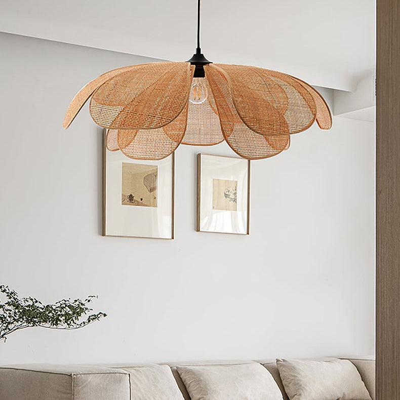 Vintage Petal Rattan Ceiling Pendant Light