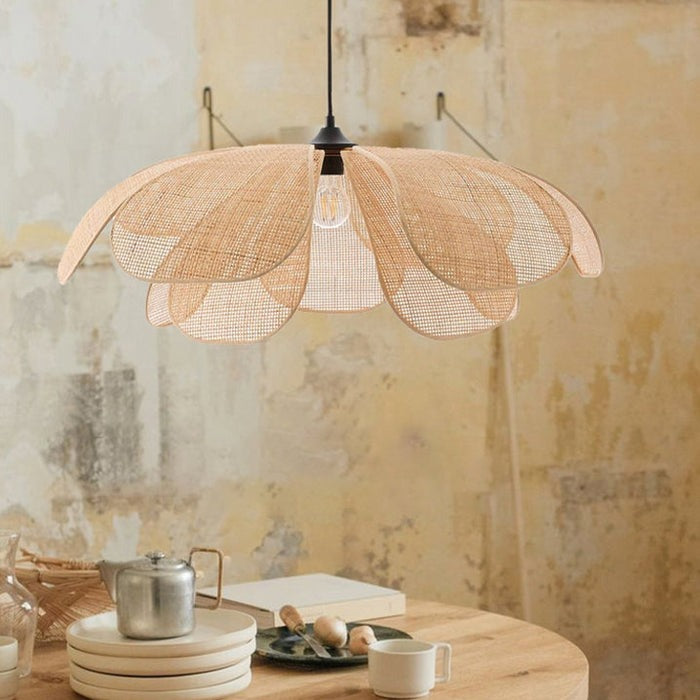 Rattan Petal Rustic Wicker Pendant Light -Homdiy