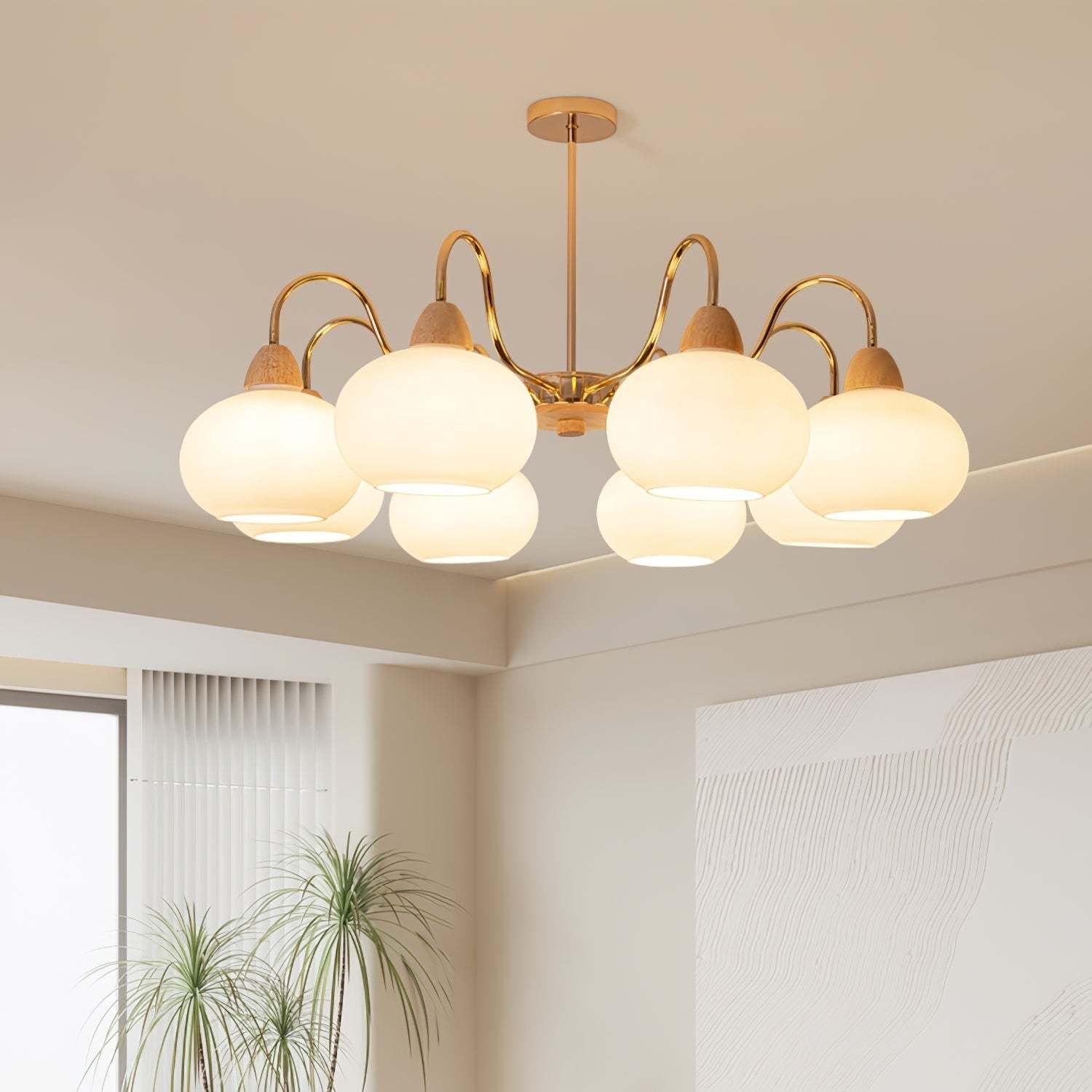 Glass Persimmon Foyer Chandelier -Homdiy