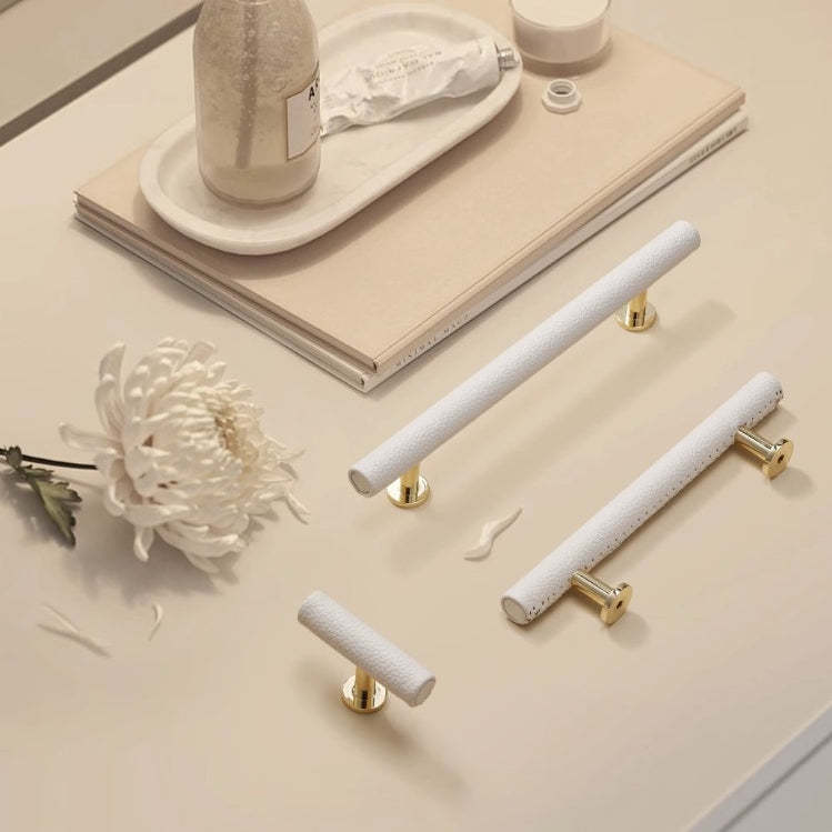 Leather Drawer Pulls Handles Wardrobe Dresser Knobs